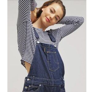 Free People Levi's Medium Blue Straight Leg Denim Overalls Size Medium 29 30